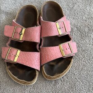 Birkenstock Pink Textured Double Strap Sandals